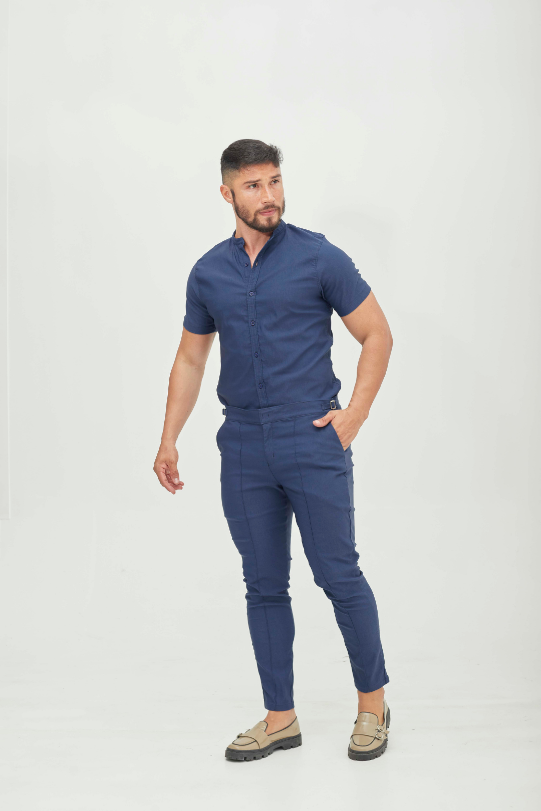 Manga Corta Azul
