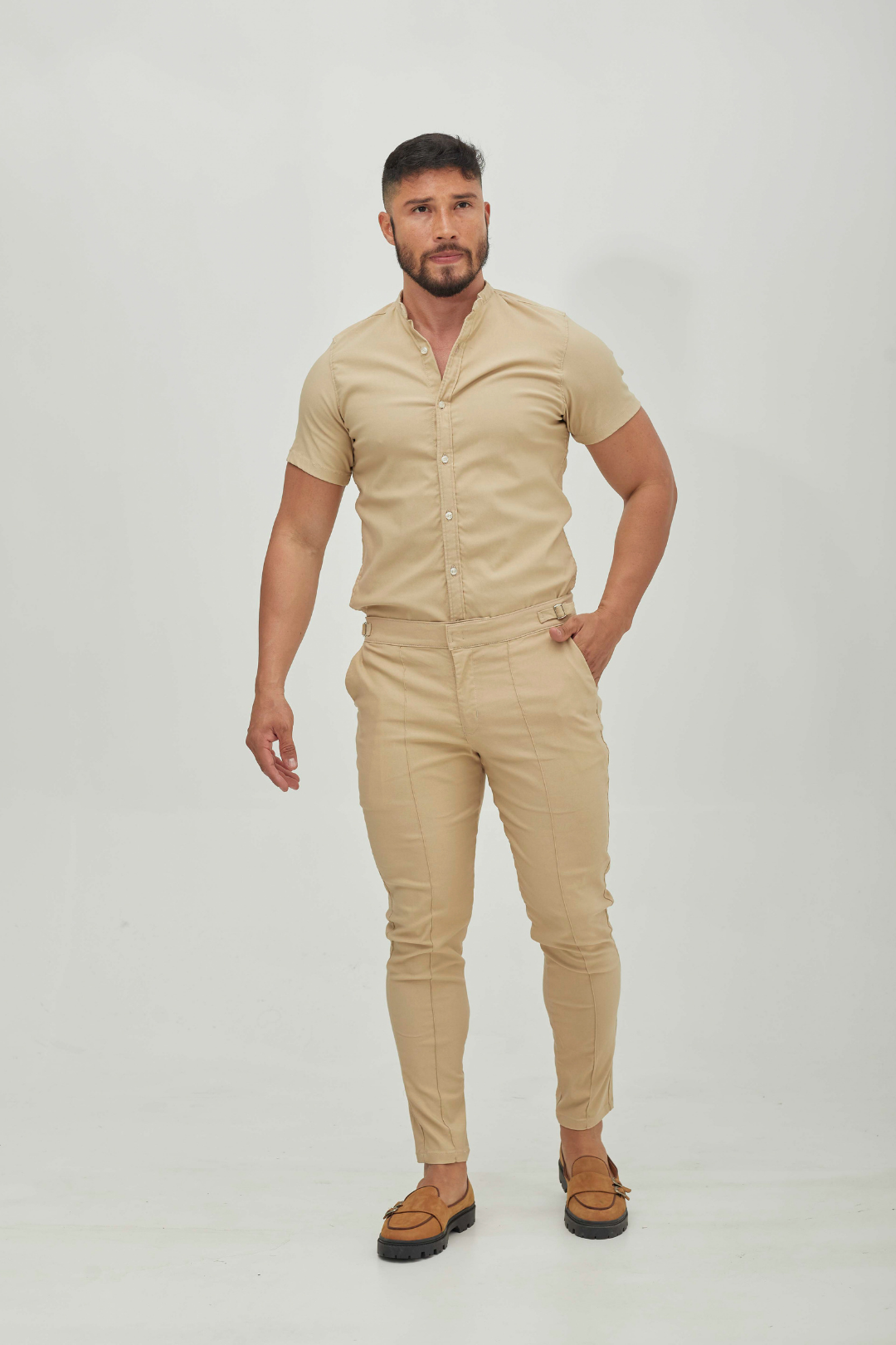 Manga Corta Beige