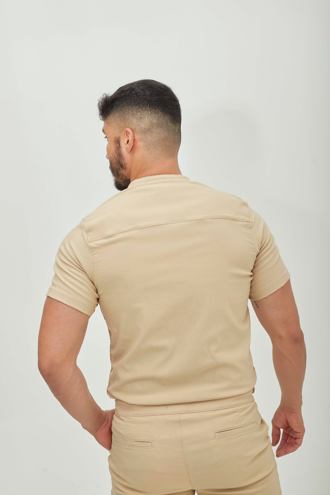 Manga Corta Beige