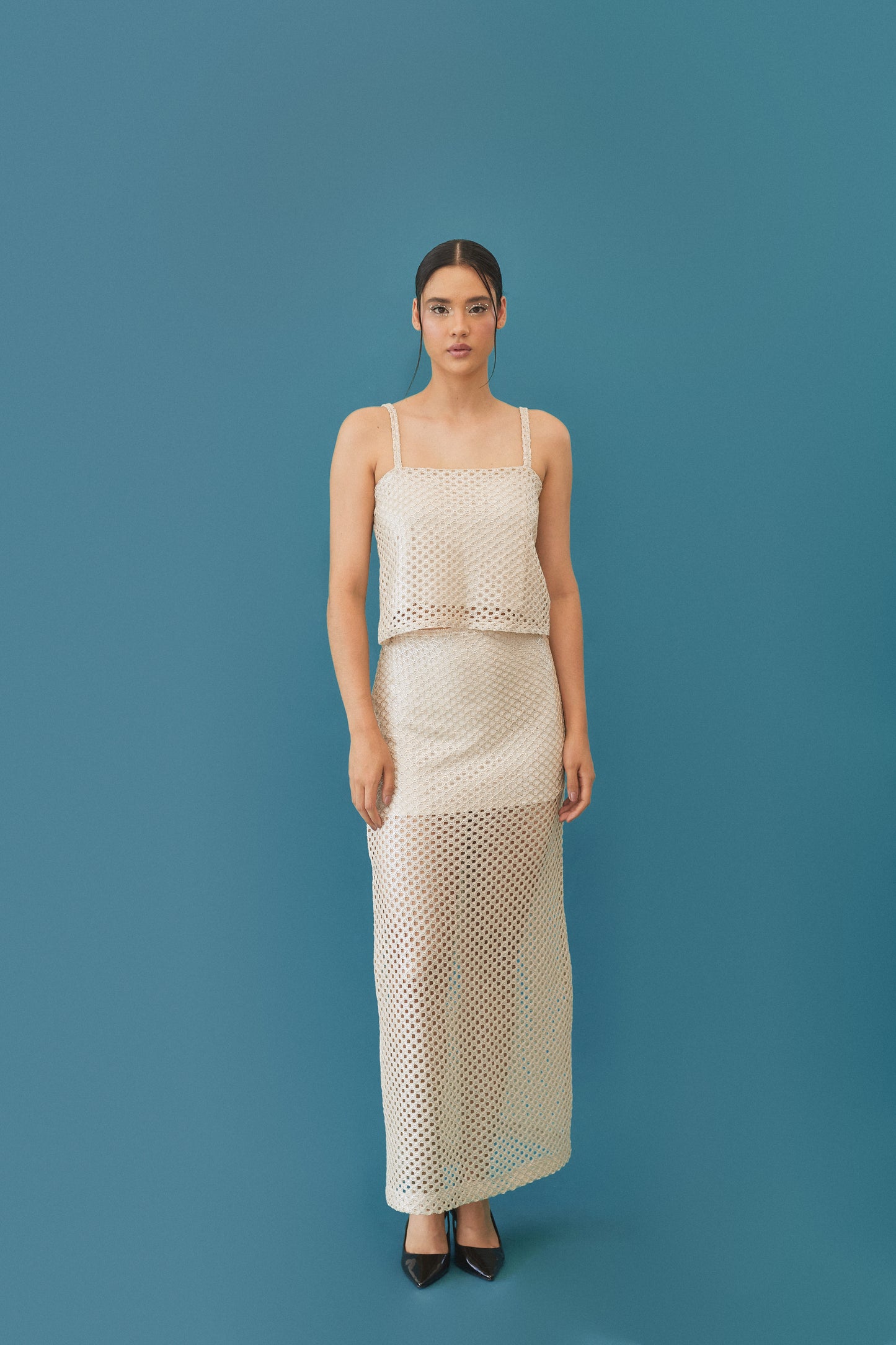 Vestido Mesh Marfil