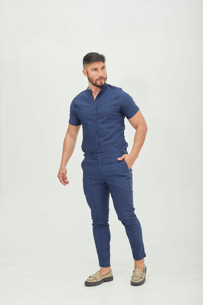 Manga Corta Azul