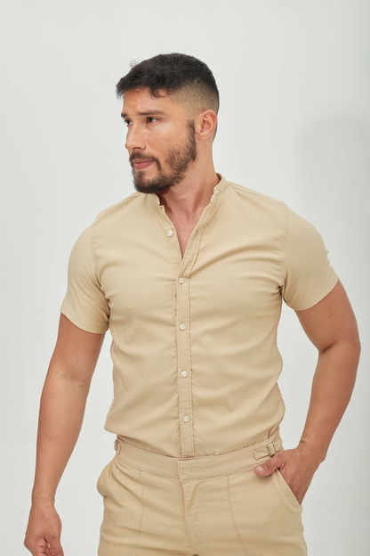 Manga Corta Beige