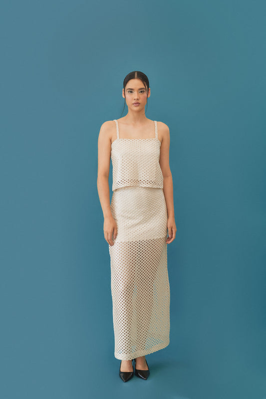 Vestido Mesh Marfil